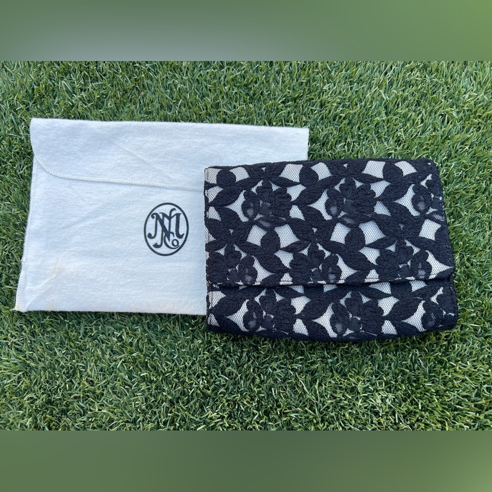 Neiman Marcus Black Lace Evening Clutch - Vintage